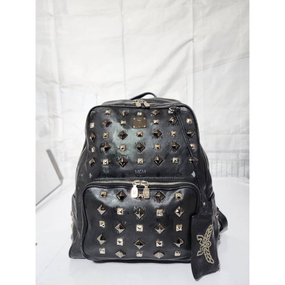 Authentic MCM Honshu Tantris Studded Backpack Black - Picture 5 of 16
